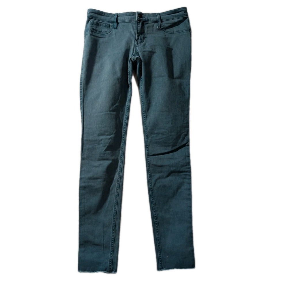 Hollister Super Skinny Jeans Women's Sz 3 / W26 Teal Blue Y2K Stretch Denim Fray